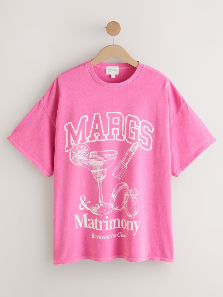 Pink Bridesmaid 100% Cotton Oversized Nightie - Image 5 of 7