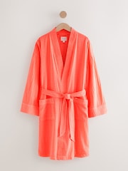 Fluro Pink 100% Cotton Gingham Lightweight Dressing Gown - Image 6 of 7