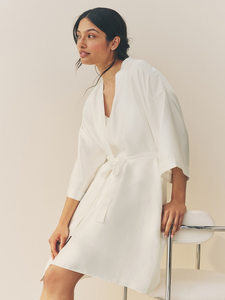 Ivory Bridal Satin Robe - Image 1 of 9