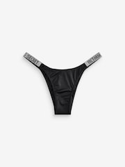 Victoria's Secret Black Brazilian Shine Strap Knickers - Image 1 of 3