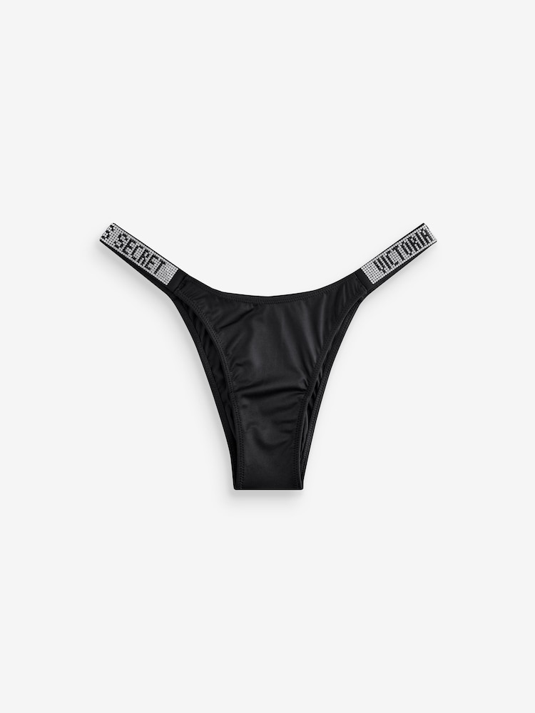 Victoria's Secret Black Brazilian Shine Strap Knickers - Image 1 of 3