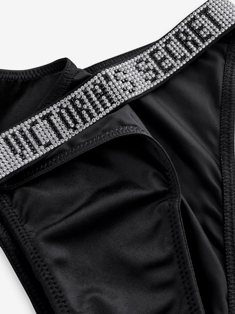 Victoria's Secret Black Brazilian Shine Strap Knickers - Image 2 of 3