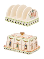 Cath Kidston White Christmas Dolls House Toast Rack and Butter Dish Set - Image 4 of 6