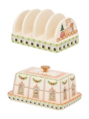 Cath Kidston White Christmas Dolls House Toast Rack and Butter Dish Set - Image 5 of 6