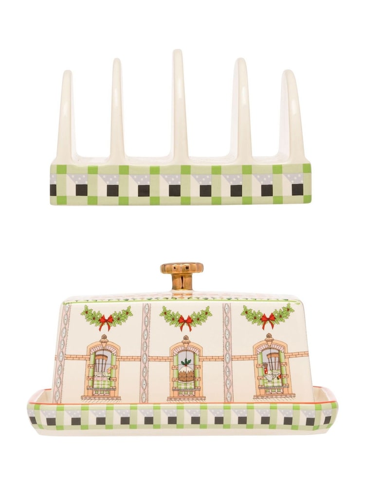 Cath Kidston White Christmas Dolls House Toast Rack and Butter Dish Set - Image 6 of 6