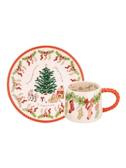 Cath Kidston Red Christmas Eve Mini Billie Mug and Plate Set - Image 1 of 3