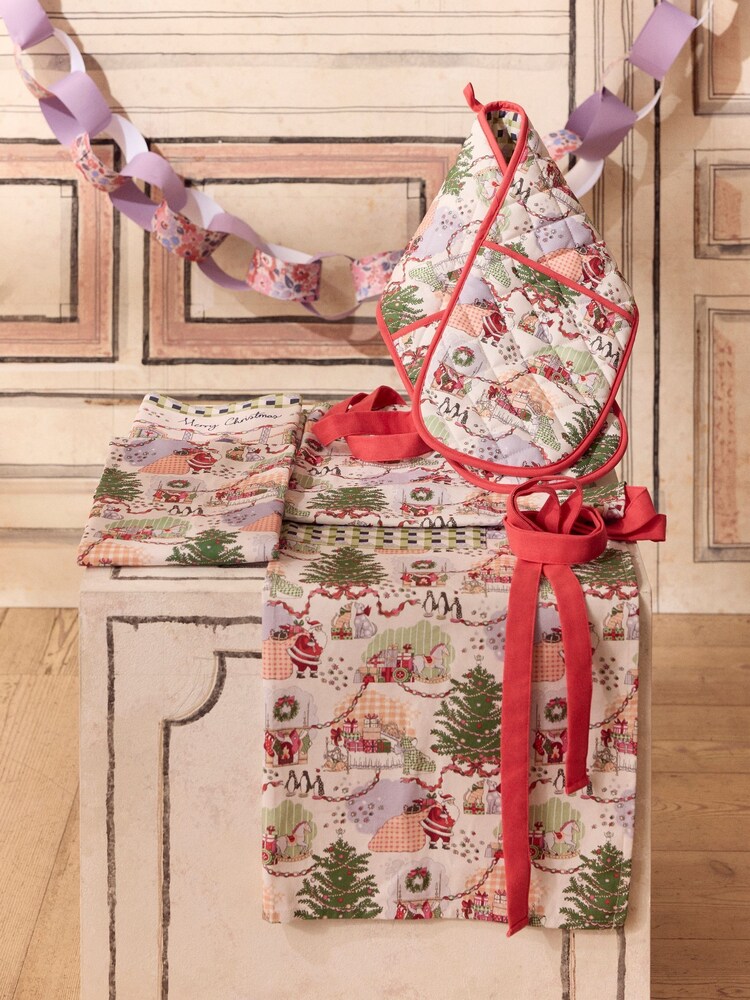 Cath Kidston Green Christmas Kitchen Textiles Set - Image 1 of 5