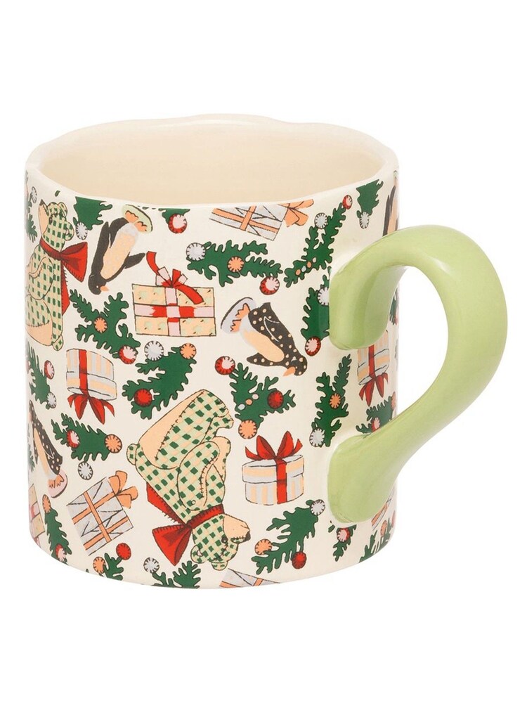 Cath Kidston Set of 4 Green Christmas Ditsy Shorties Mugs - Image 5 of 5