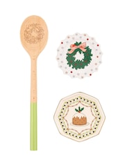 Cath Kidston Green Christmas Spoon, Rest and Teabag Tidy Set - Image 3 of 5