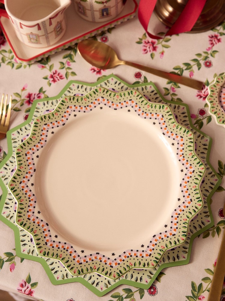 Cath Kidston Set of 4 White Star Dinner Plates - Image 1 of 4