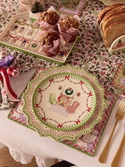 Cath Kidston Set of 4 Green Christmas Dolls House Side Plates - Image 2 of 4