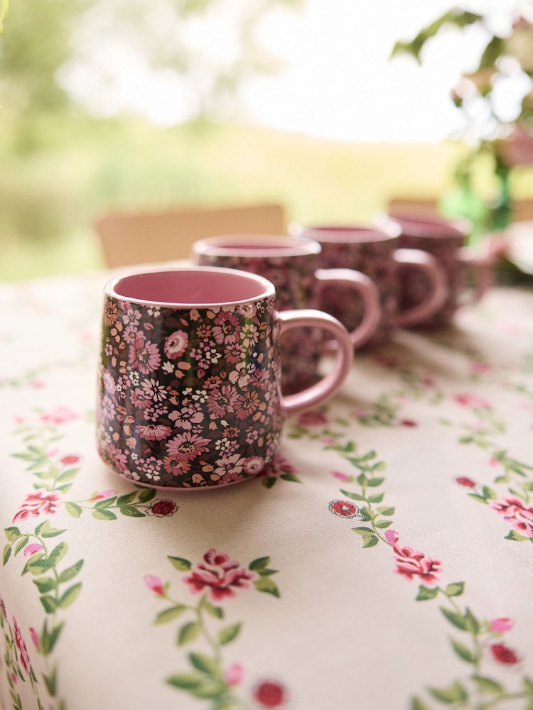 Cath Kidston Set of 4 Pink Archive Ditsy Billie Mugs - Image 1 of 4