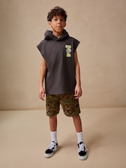 Camuflagem - Conjunto gráfico de moletom e joggers sem mangas (3a16anos) - Imagem 1 de 5