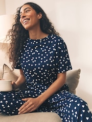 Navy Heart - 100% Kurzarm-Pyjama aus Baumwolle - Bild 1 von 7