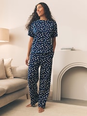 Navy Heart - 100% Kurzarm-Pyjama aus Baumwolle - Bild 2 von 7