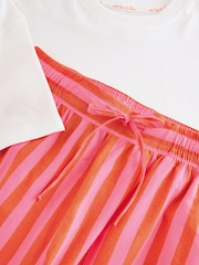 Fluro Pink Stripe Cotton Blend Short Sleeve Pyjamas - Image 10 of 10