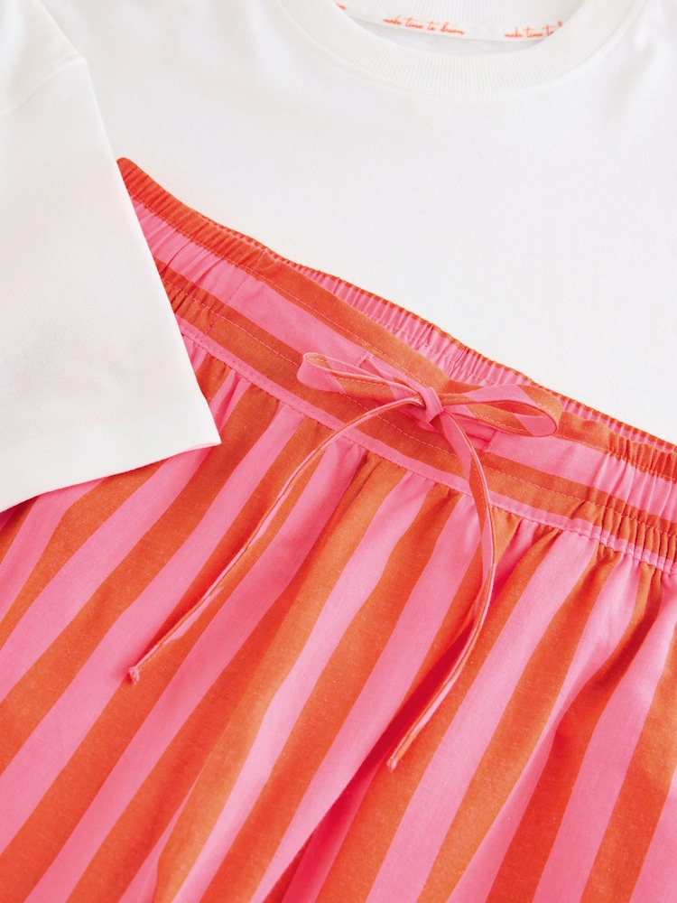 Fluro Pink Stripe Cotton Blend Short Sleeve Pyjamas - Image 10 of 10