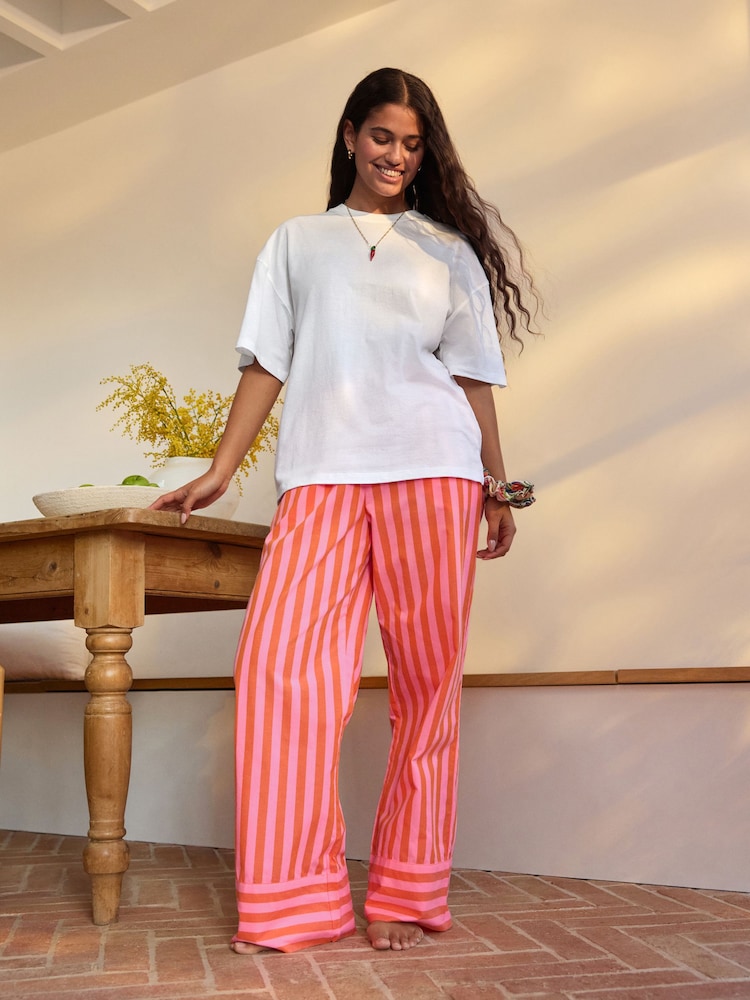 Neon-Pink, Streifen - Kurzärmeliger Pyjama aus Baumwollmischung - Bild 2 von 10 Neon-Pink, Streifen - Kurzärmeliger Pyjama aus Baumwollmischung - Bild 2 von 10