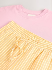 أصفر - Cotton Blend Textured Short Sleeve Pyjamas - صورة 4 من 4