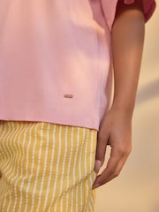 Yellow Cotton Blend Textured Short Sleeve Pyjamas - Image 6 of 10