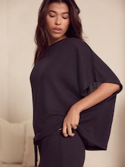 Black Knitted Short Sleeve Lounge Set - Image 3 of 9