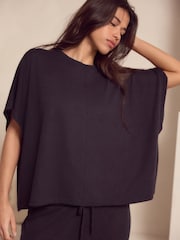 Black Knitted Short Sleeve Lounge Set - Image 4 of 9