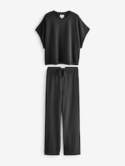 Black Knitted Short Sleeve Lounge Set - Image 7 of 9