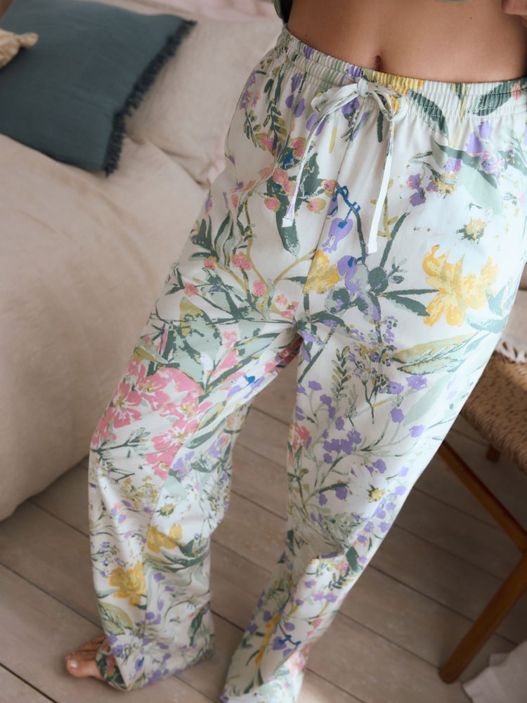 Sage Green Floral 100% Cotton Cap Sleeve Pyjamas - Image 5 of 10