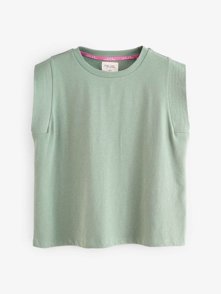 Sage Green Floral 100% Cotton Cap Sleeve Pyjamas - Image 7 of 10