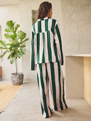 Green Stripe Button Through Pyjamas - Image 3 of 7