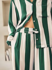 Green Stripe Button Through Pyjamas - Image 4 of 7