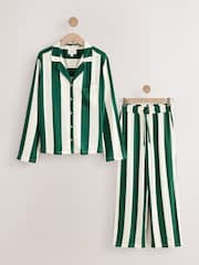 Green Stripe Button Through Pyjamas - Image 5 of 7