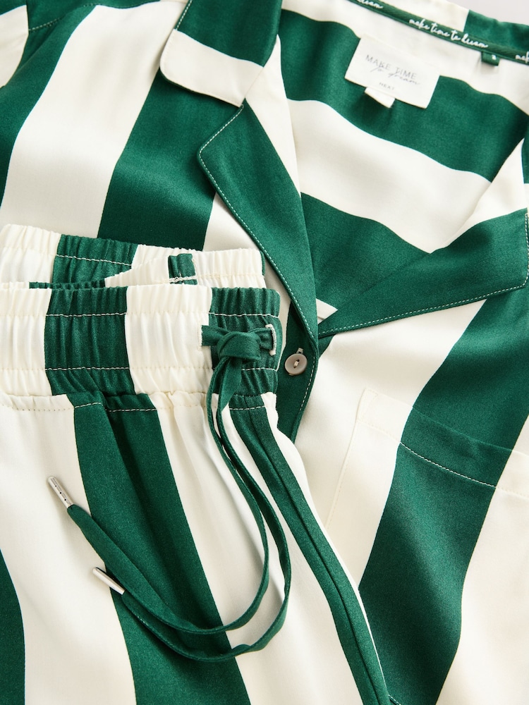 Green Stripe Button Through Pyjamas - Image 7 of 7