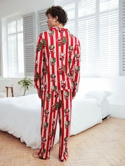 Chelsea Peers Red Christmas Santa Stripe Print Long Pyjamas Set - Image 2 of 5