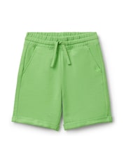 Verde claro - Benetton Boys Logo Drawstring Bermuda 100% Cotton Shorts - Imagen 1 de 3