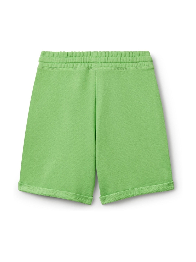 Verde claro - Benetton Boys Logo Drawstring Bermuda 100% Cotton Shorts - Imagen 2 de 3