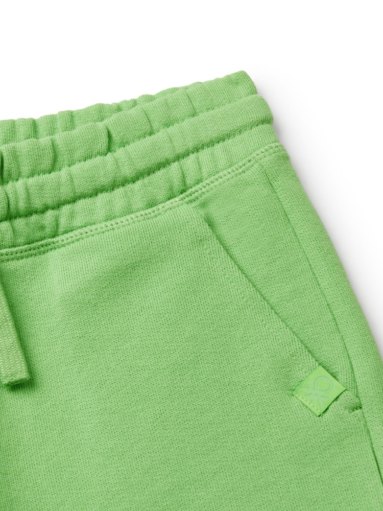 Verde claro - Benetton Boys Logo Drawstring Bermuda 100% Cotton Shorts - Imagen 3 de 3