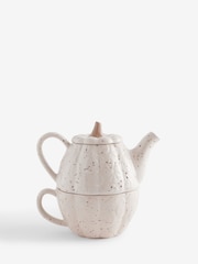Natural Speckle Pumpkin Stacking Tea for One Teapot and Teacup - Image 3 of 3
