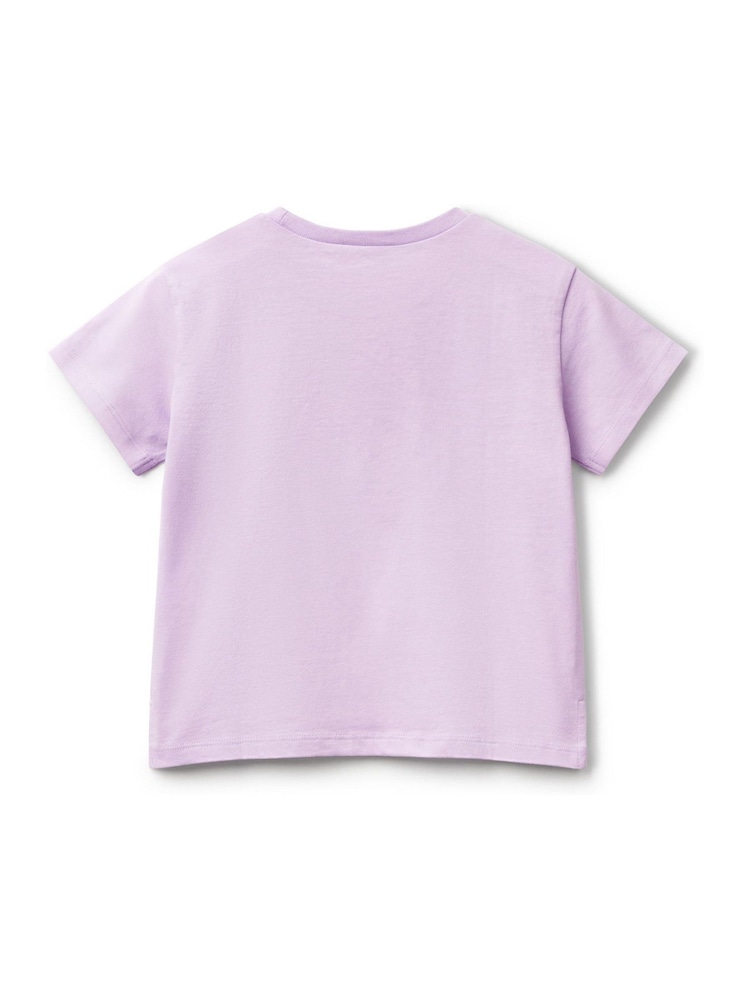Benetton Girls Purple 100% Cotton Ballerina Print T-Shirt - Image 2 of 3