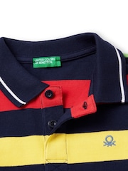 modra - Benetton oblačila Pique črtast; progast 100% Cotton polo majice - Slika 3 iz 3