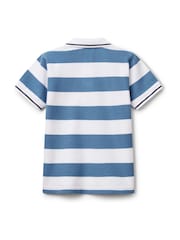 modra - Benetton dečki modra črtasta 100% bombažna polo majica - Slika 2 iz 3