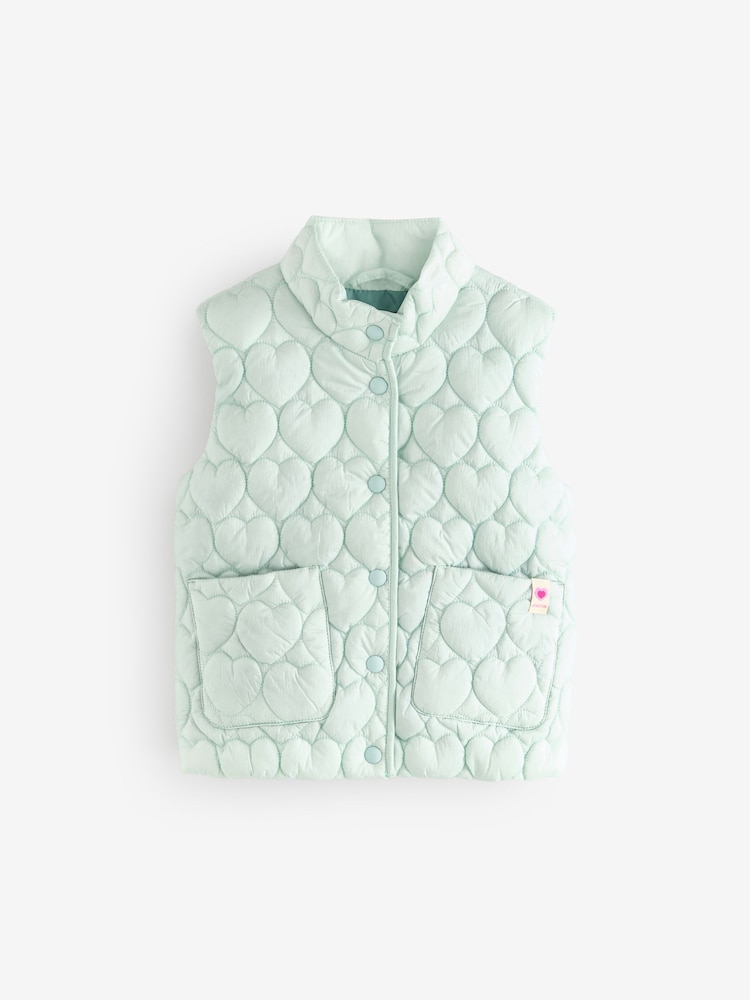 Benetton Girls Blue Heart Quilted Gilet - Imagen 1 de 4