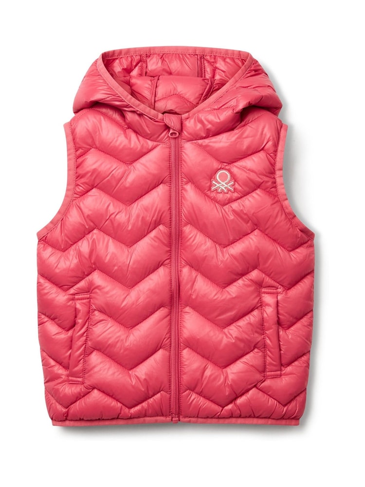 Benetton Girls Pink Padded Gilet - Image 1 of 3