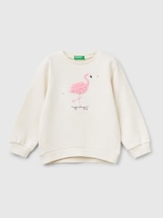 Ben Girls Cream Graphic Embroidered 100% Cotton Sweatshirt - Image 1 of 3
