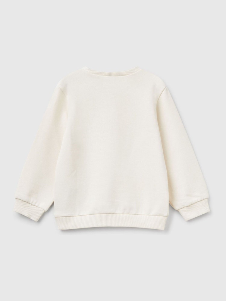 Ben Girls Cream Graphic Embroidered 100% Cotton Sweatshirt - Image 2 of 3