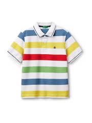 Bela - Benetton oblačila Pique črtast; progast 100% Cotton polo majice - Slika 1 iz 3