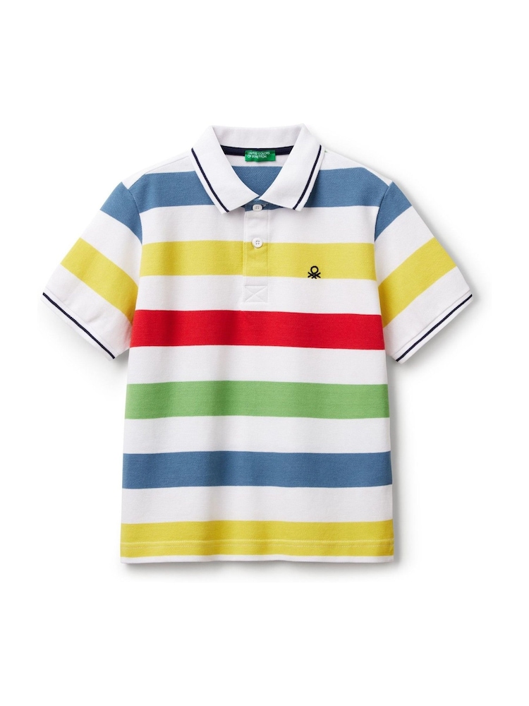 Bela - Benetton oblačila Pique črtast; progast 100% Cotton polo majice - Slika 1 iz 3