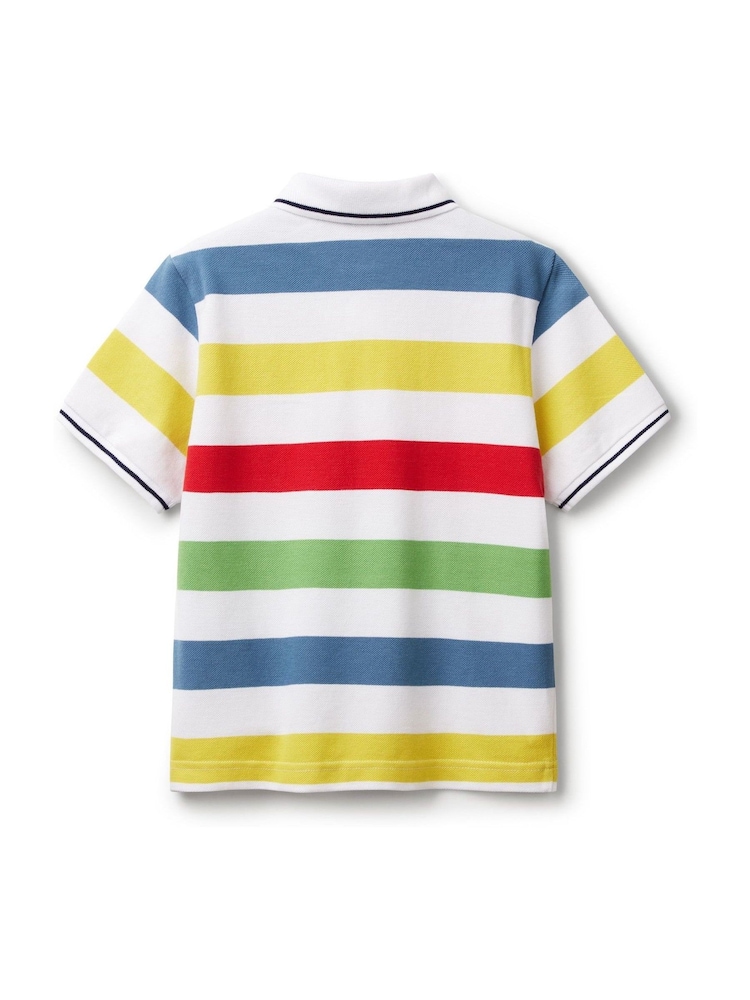 Bela - Benetton oblačila Pique črtast; progast 100% Cotton polo majice - Slika 2 iz 3