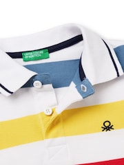 Bela - Benetton oblačila Pique črtast; progast 100% Cotton polo majice - Slika 3 iz 3