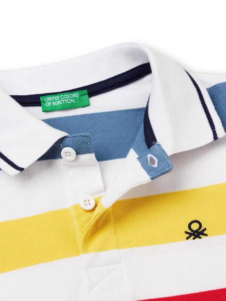 Bela - Benetton oblačila Pique črtast; progast 100% Cotton polo majice - Slika 3 iz 3
